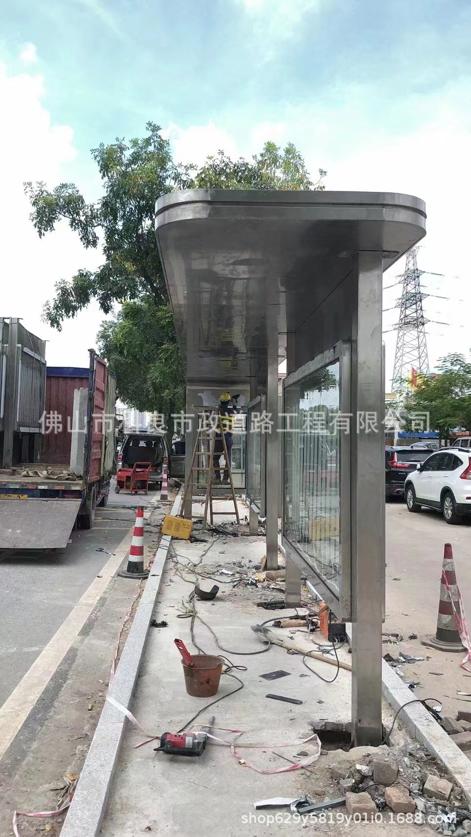 高明 304不锈钢候车亭  道路简约201不锈钢候车亭 智能候车亭