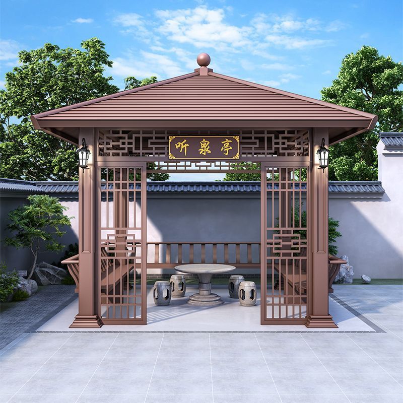 铝合金四角凉亭别墅庭院景观亭子户外花园小院公园休闲茶亭商用