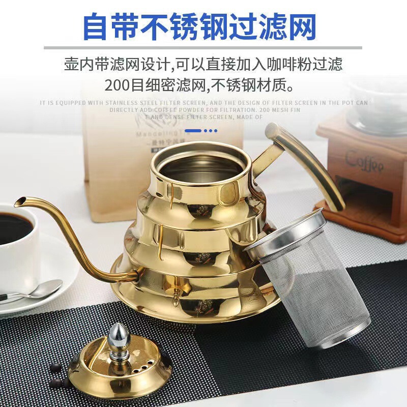Cross-border Coffee Pot Stainless Steel Long Mouth Pot with Filter Sludge Pot Induction Cooker Kettle Outdoor Picnic Kettle Cross-border Coffee Pot Stainless Steel Long Mouth Pot with Filter Sludge Pot Induction Cooker Kettle Outdoor Picnic Kettle