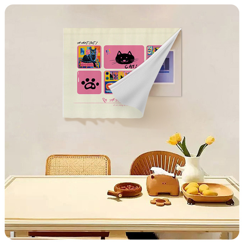 Cartoon Electric Meter Box Decorative Canvas Curtain Living Room Video Doorbell Blocking Curtain Punch-Free Electric Switch Box Cover-Up Curtain