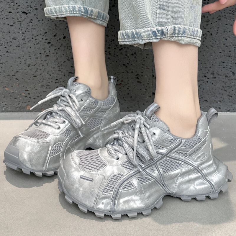 Fashionable Retro High-End Dad Shoes for Women 2026 New Model Couple's Breathable Mesh Height-Increasing Women's Shoes Casual Men's Shoes