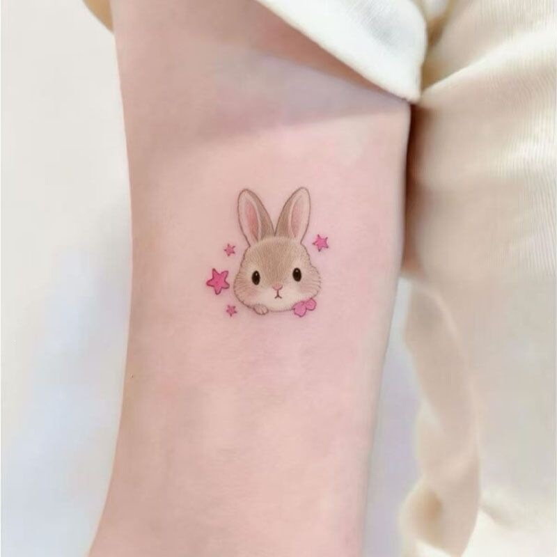 Cute Star Bunny Colorful Tattoo Stickers Fresh High-Value Waterproof Arm Tattoo Long-Lasting Ins Cartoon Sweet Cool Cute Star Bunny Colorful Tattoo Stickers Fresh High-Value Waterproof Arm Tattoo Long-Lasting Ins Cartoon Sweet Cool