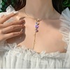 Purple necklace, cute adjustable brand chain for key bag  with tassels