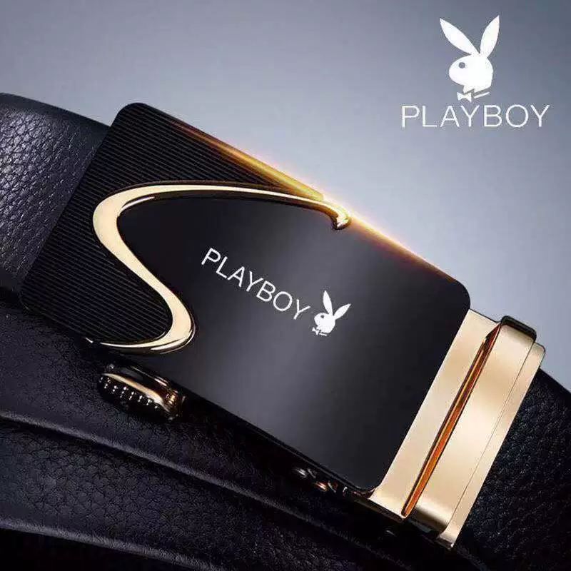 Кожаный ремень мужской Playboy, пряжка, высокие брюки