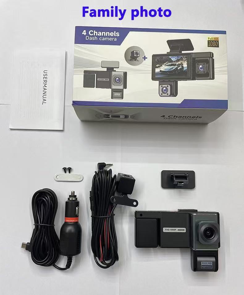 3inch Amazon Cross-Border Quad-Channel Dash Cam 4K Front and Rear DVR WDR Night Vision Car HD Video Recorder WIFI