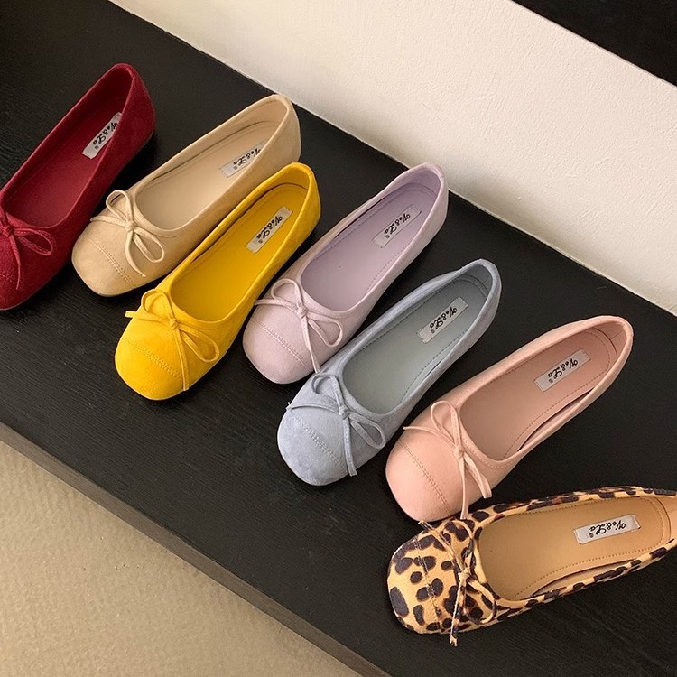Zapatos planos bowknot francés zapatos individuales rojos zapatos de mujer zapatillas de ballet primavera suela suave zapatos de todo fósforo zapatos de leche