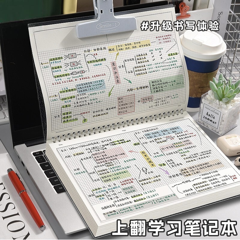 Flip-Up B5 Coil Notebook, Thickeneded Simple Square Horizontal Line Notebook, College Student Postgraduate Entrance Examination Wrong Question Partition Learning Notebook Flip-Up B5 Coil Notebook, Thickeneded Simple Square Horizontal Line Notebook, College Student Postgraduate Entrance Examination Wrong Question Partition Learning Notebook