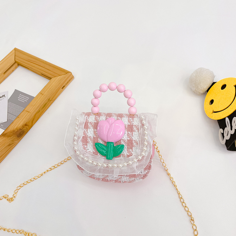 2022 nuevos niños bolso de hombro crossbody Chanel estilo niñas bolsa perla portátil accesorios de dibujos animados bolsa de desgaste