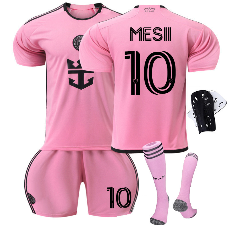 2324 Miami International Massey Jersey N ° 10 nuevo impreso traje de fútbol traje de entrenamiento de competencia rosa para hombres
