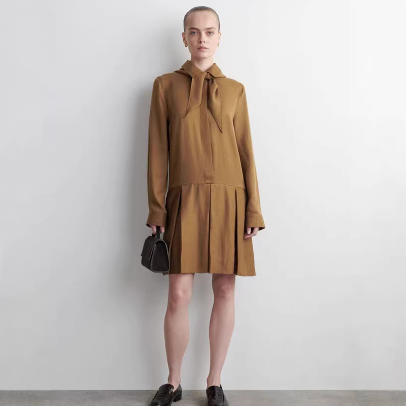 Same Style as in the Mall, Cos-Style Women's Standard Fit Low-Waist Mini Dress, Purple and Brown, New Spring 2026 Collection