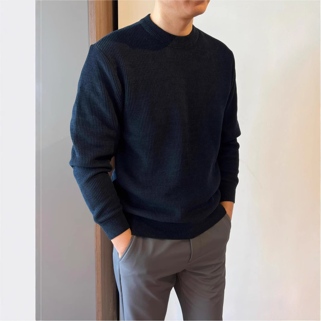 家属福利 华夫格奥利绒加绒加厚耐穿不易变形针织卫衣冬男F101610