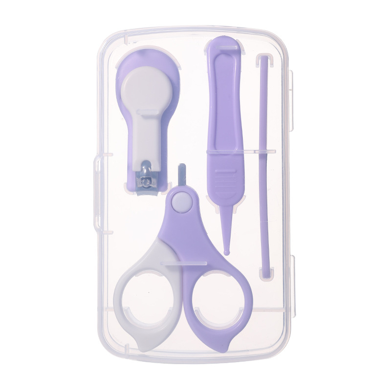 Cuatro piezas de tijeras de uñas para bebés multicolores, ajuste de clip de uñas de seguridad para bebés, conjunto de archivos de uñas para bebés