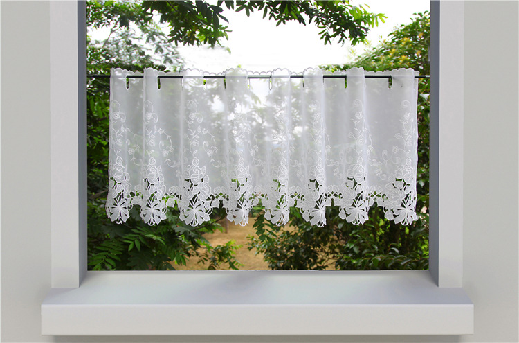 Foreign trade genuine goods high density Teflon yarn computer embroidered coffee curtain kitchen small curtain 13055