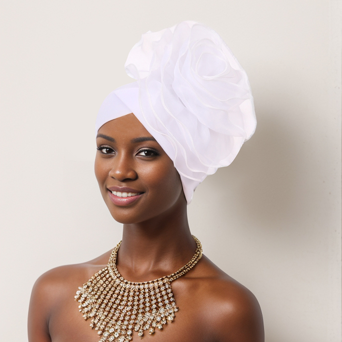 Muslim hat Stylish side large flowers African national characteristics baotou hat headscarf hat_viptrois.com