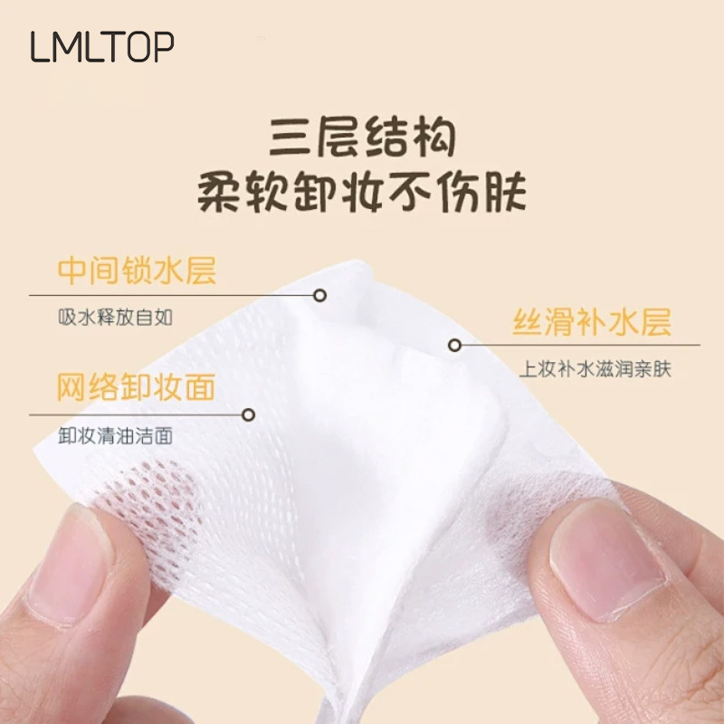 LMLTOP garra de gato de dibujos animados algodón grueso de doble cara 222 piezas de algodón desmaquillante sándwich bolsa de algodón al por mayor