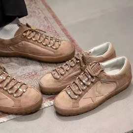 欧货女鞋2025新款真皮牛皮厚底增高脏脏做旧板鞋运动鞋