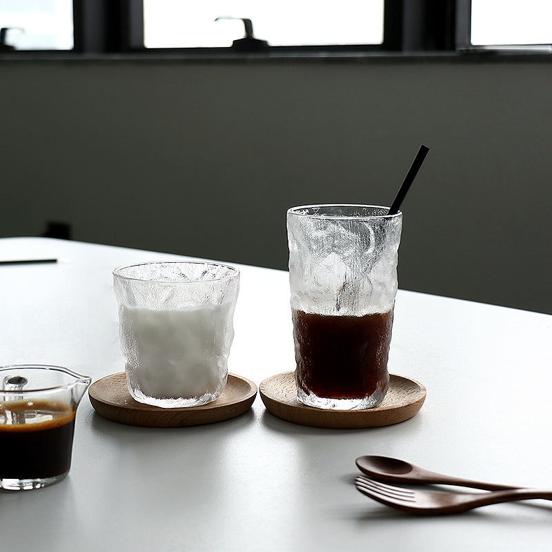 樹皮紋玻璃杯水杯家用咖啡杯日式高顏值ins風杯子冰川啤酒杯套裝