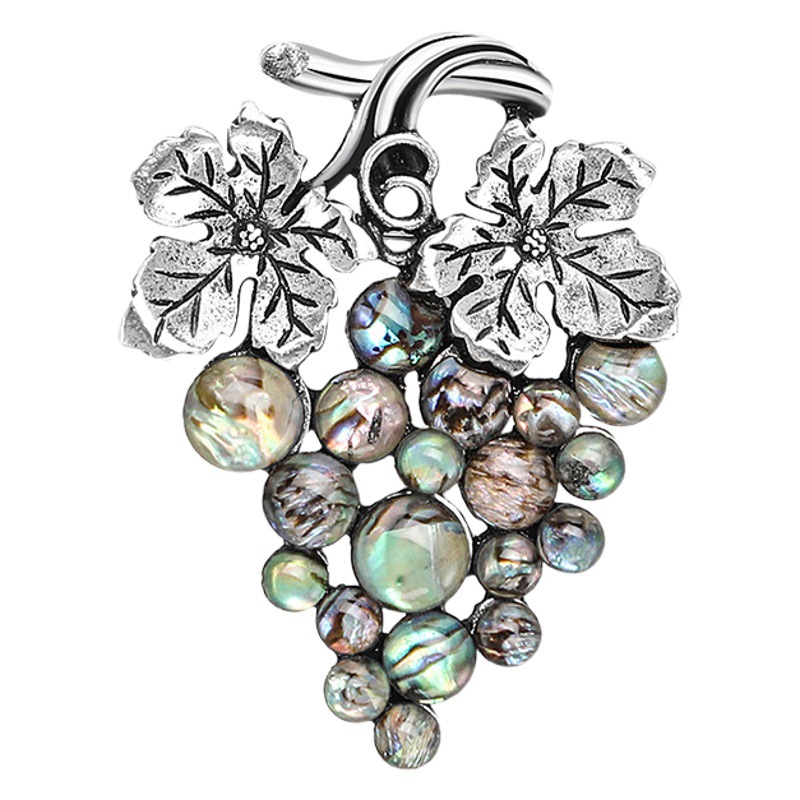 新型ファッション創意合金アワビ貝殻ブドウブローチアクセサリーメーカー卸売り