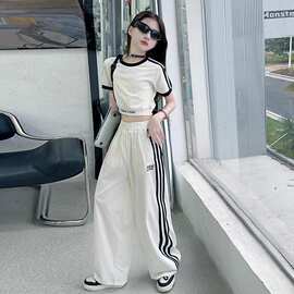 女童夏套装2025新款大童女装时髦洋气夏装儿童夏季运动休闲两件套