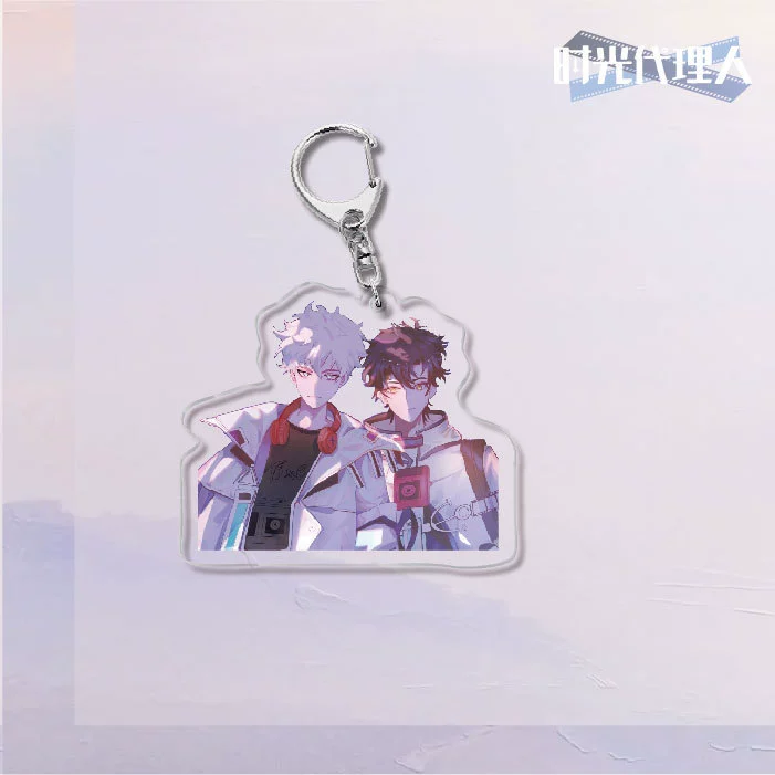  Keychain Time Agent double-sided acrylic key buckle, 6 cm cute campus creative gift