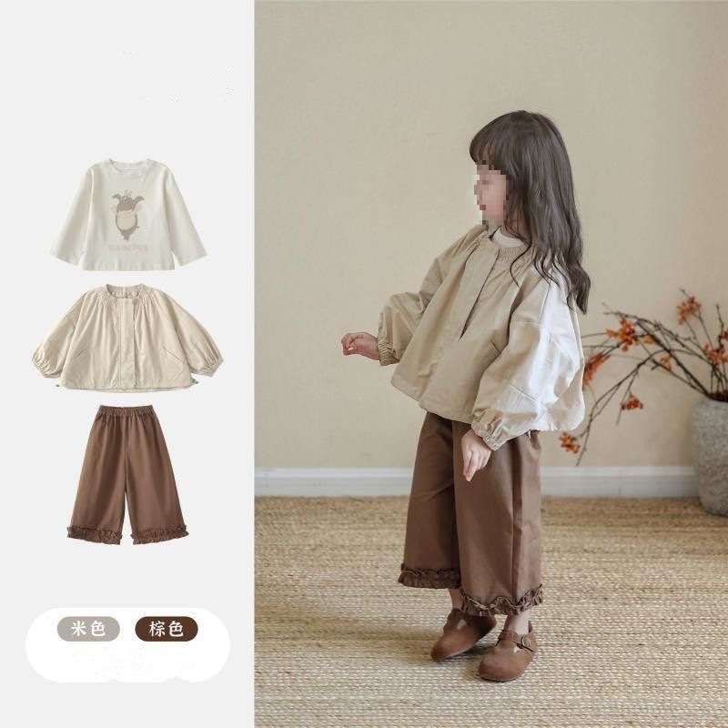 休闲日系春季外套宽松夹克女女童宝宝洋气儿童小女孩春装纯色衣服|undefined