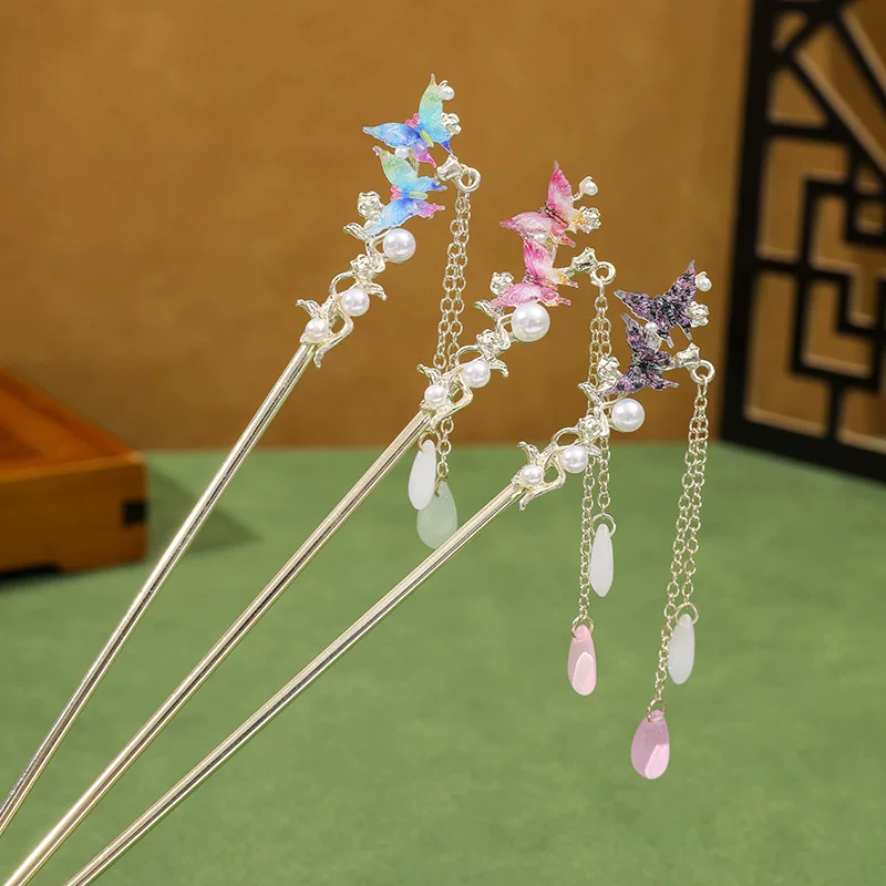 Chinese hairpin, hairgrip with tassels, hair accessory, Chinese style, high-quality style, simple and elegant design, wholesale