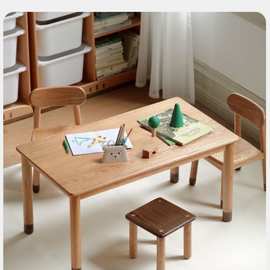 实木手工桌橡胶木儿童学习桌现代简约学生写字桌家用玩具桌