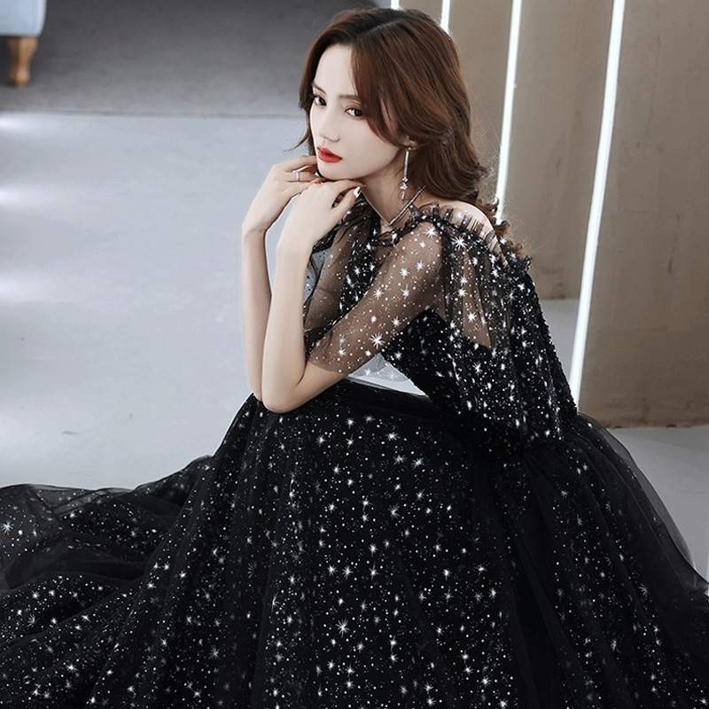 Vestido de noche negro para mujer, vestido de fiesta de alta gama, nuevo estilo de verano 2026, elegante, de alta gama, lujo discreto, exclusivo. image 4