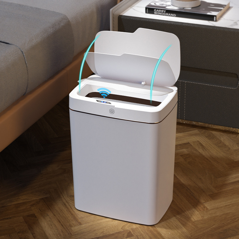 スマートセンサー付きゴミ箱、手を振って自動的に蓋が開く、PP家庭用バスルームシール、臭気ロック、自動包装、非接触|undefined