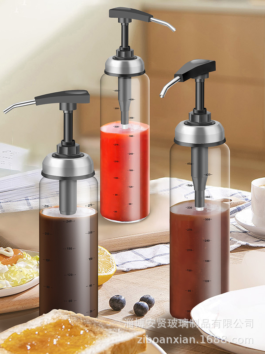 Salsa de ostras botella de vidrio Engrasador salsa botella exprimidor hogar ensalada salsa prensa cocina suministros borosilicato engrasador