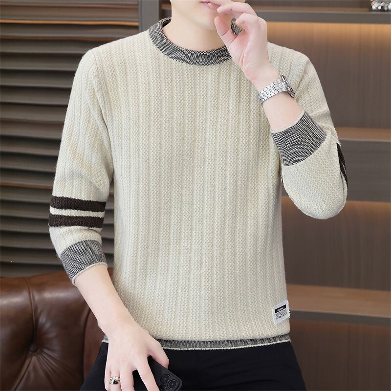 Hand-knitted sweater with twisted yarn design, men's loose-fit knitwear, autumn inner layer, thickened base layer Hand-knitted sweater with twisted yarn design, men's loose-fit knitwear, autumn inner layer, thickened base layer