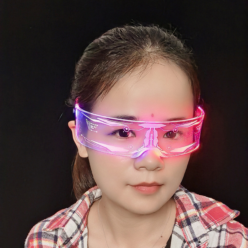 Gafas luminosas LED coloridas transfronterizas, barra de fiesta, festival de música, gafas de tecnología, gafas de ciencia ficción, Navidad