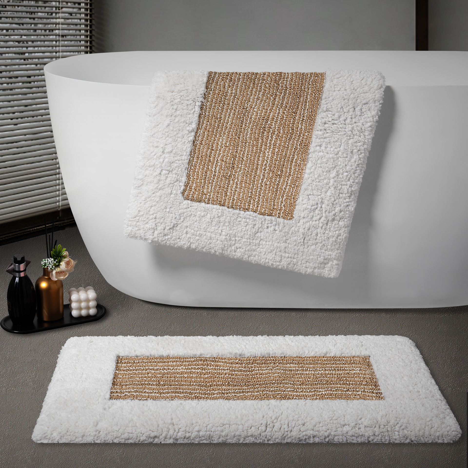 Hotel de alta gama alfombra de suelo de absorción de agua de algodón grueso puerta de inodoro antideslizante alfombra de suelo doméstica lavable a máquina