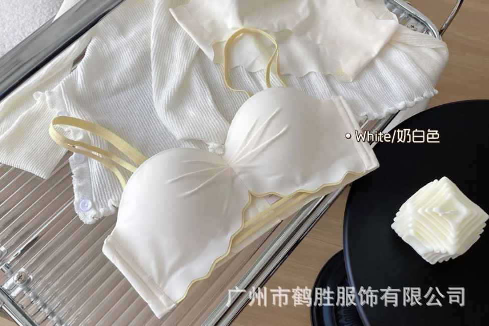 Bikini media taza antideslizante de dos prendas, sin tirantes, top de tubo, sujetador de ropa interior, sin soporte de anillo de acero, ¡cómodo! image 9