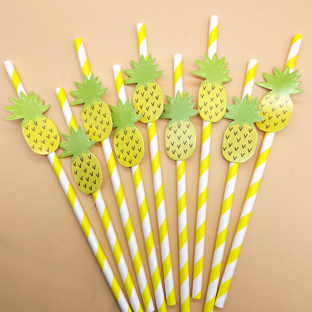 Internet celebridad paja desechable degradable papel paja piña tarjeta paja decorativa postre bar boda paja