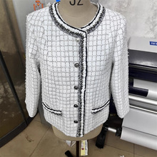 现货小林家同款 柏林序曲 名品小香白金编织呢斗篷外套女名媛上衣