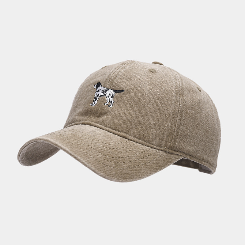 Cachorro de dibujos animados bordado gorra de béisbol de moda retro apenado casquillo de primavera y verano al aire libre casual sombrero para el sol