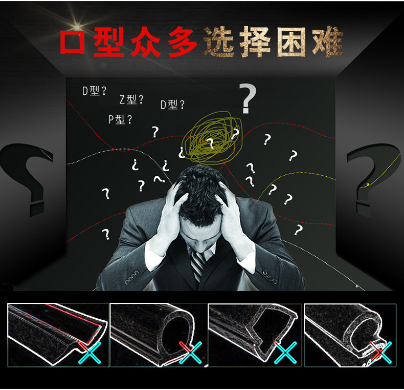 Car soundproof sealing strip, door anti-collision strip, type B dustproof water, universal hood noise reduction adhesive strip modification