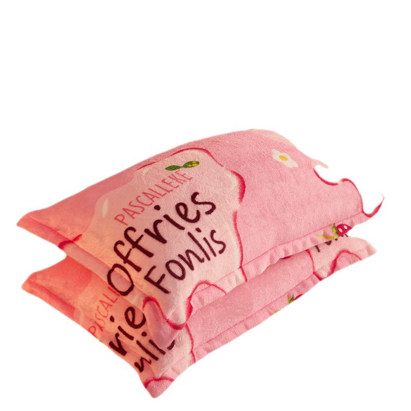 Coral flannel double-sided warm pillowcase for beloved for adults