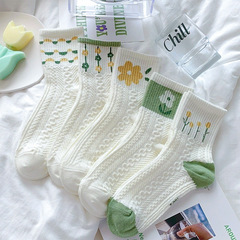Socks Lady Mid-Calf Socks Four Seasons Version Sweet Japanese Style Fresh Flower Girl School Wind Autumn/Winter Long Socks Wholesale