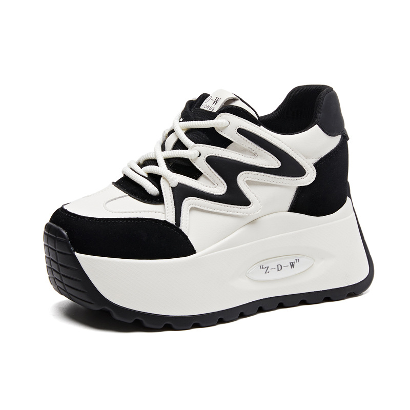 Giày sneaker chunky đế dày lưới thoáng khí mùa hè thu cho nữ — Màu đen