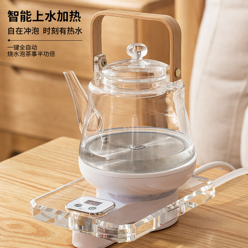 全自动底部上水电热水壶泡专用茶煮蒸保温水晶底座茶台一体烧水壶