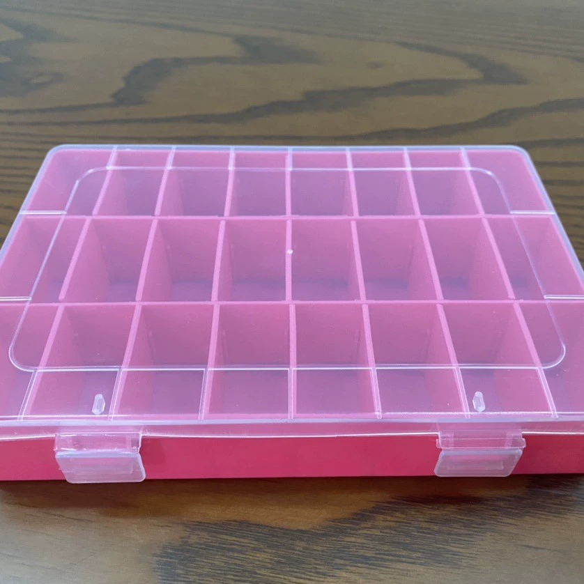 Rectangular transparent PP storage box, 24 compartments for eyelashes & manicure, 19.5×13×3.5 cm