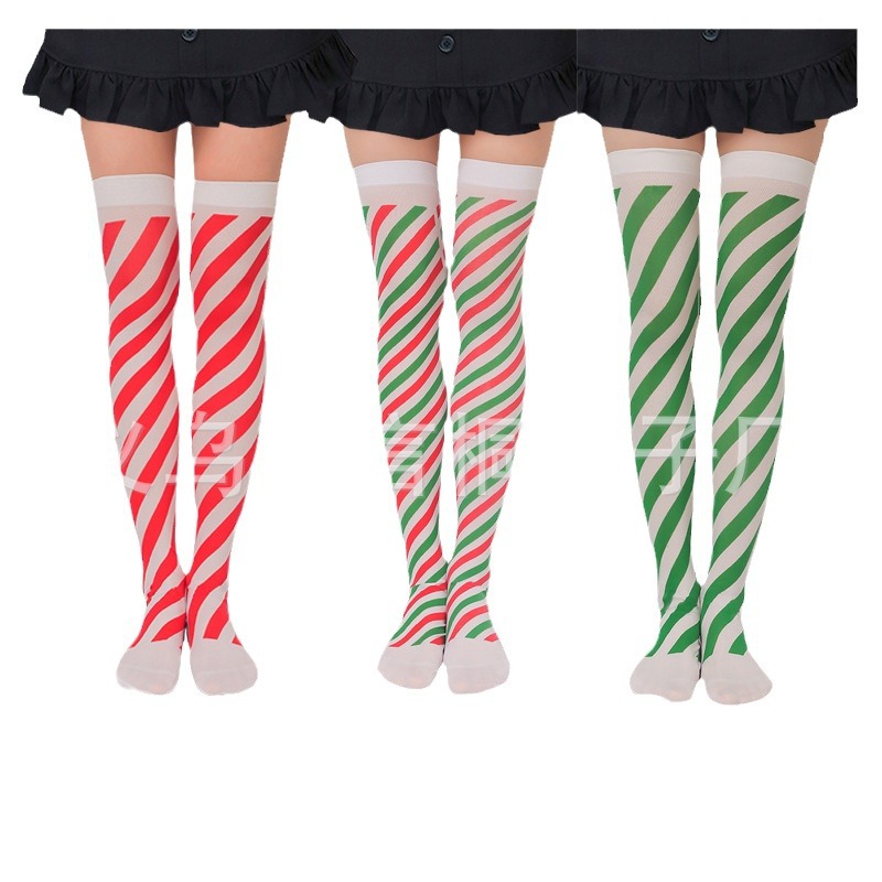Medias de Navidad fabricantes transfronterizos en stock Medias de Halloween vacaciones vestir ropa accesorios rayas sobre la rodilla Calcetines