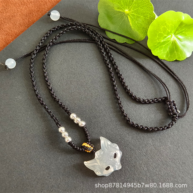 화이트 칼세도니 여우 마스크 3호 로프 (19*20mm)