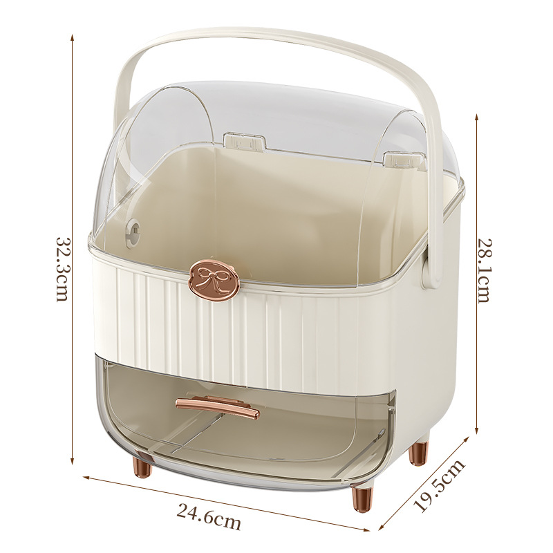Caja de almacenamiento a prueba de polvo para productos de cuidado de la piel de tocador, caja de almacenamiento de cosméticos multicapa, estante de almacenamiento de cosméticos de gran capacidad