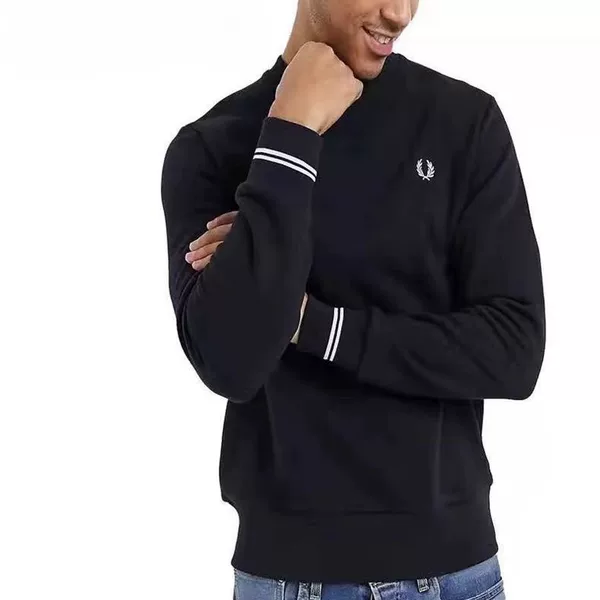 Fred Perry Wheat Ear Fp Embroidered Round Neck Pullover Sweatshirt Long Sleeves Also Trendy Business Casual Popular Pure Color Top