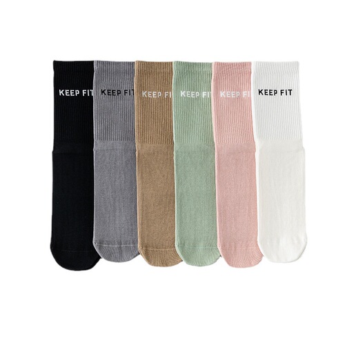 Yoga socks non-slip professional women's mid-calf socks pressure Pilates fitness dance sports socks anti-pilling cotton socks for women