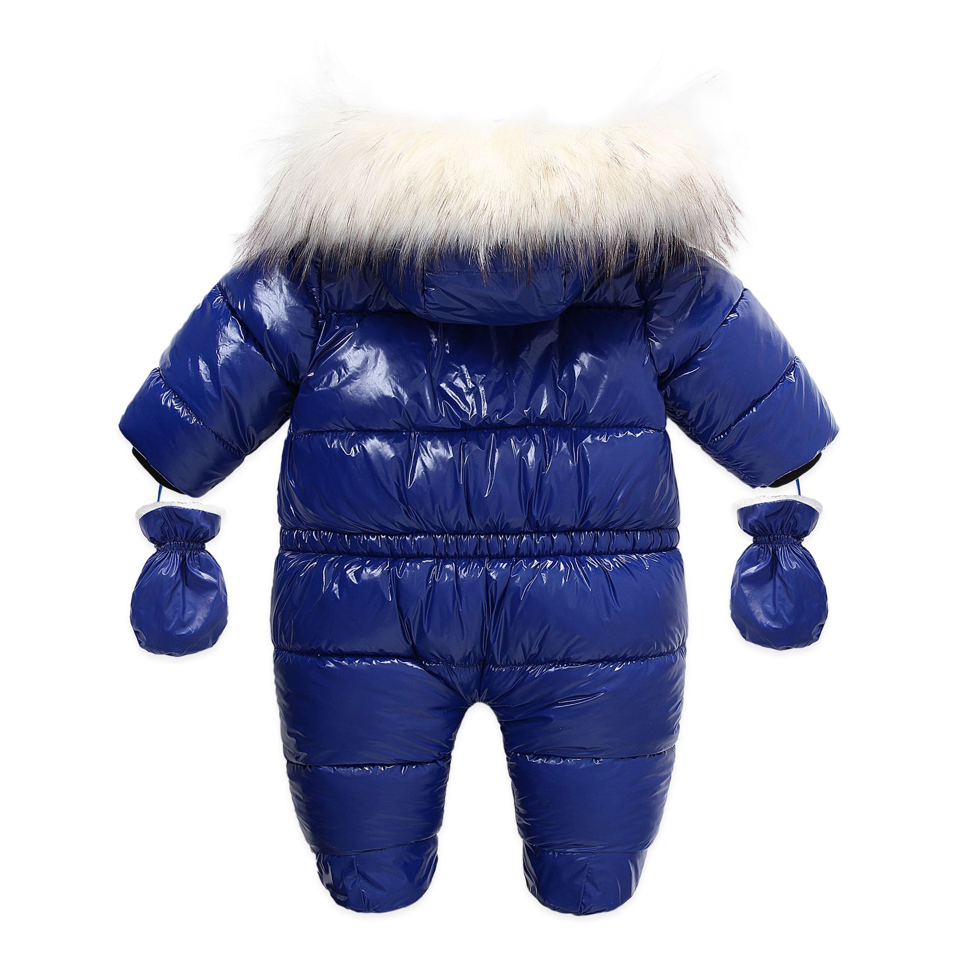 Infant Newborn Baby Winter Warm Hooded Romper Solid Color Overalls Jumpsuit