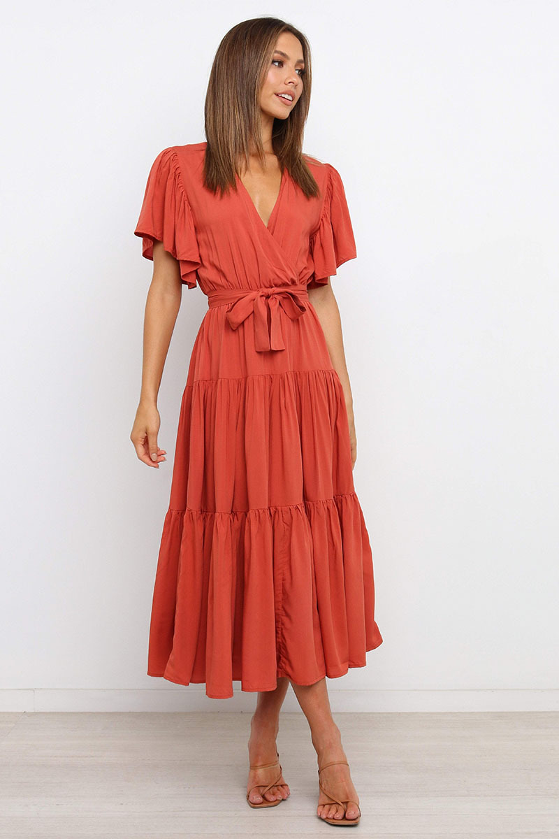 269g Weight Midi Dress Dress Length Type Short Sleeve Sleeve Length Princess Dress Dresses Type Regular Sleeve Sleeve Type Cotton, Polyester Fabric Type Mid Waist Waist Line Holiday, Daily, Selfie Occasion V Neck Neckline Regular Fit Fit Type Solid Color Pattern Summer Season Women's Gender Casual, Elegant, Streetwear Style Wholesale Women's Casual Elegant Streetwear Solid Color Holiday Daily Selfie V Neck Short Sleeve Princess Dress 18